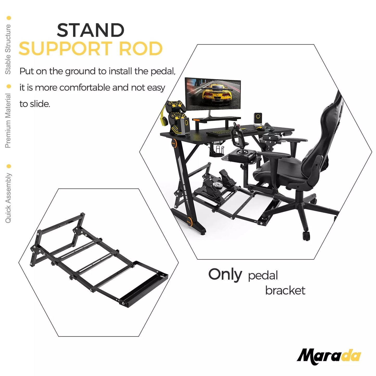 Marada Triple Monitor Mount Stand for Aluminum Alloy Racing Simulator Cockpit