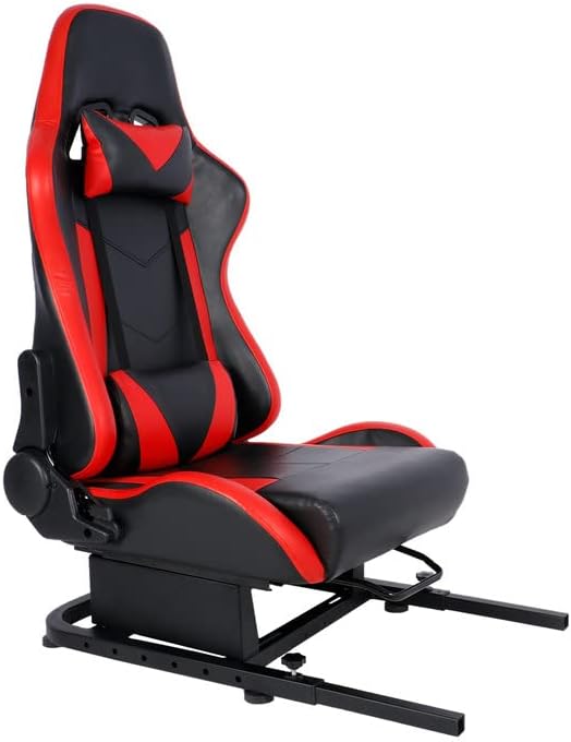 Marada Rear Seat Frame with Bolts and Red Seat Compatible Stand Suitable for Dardoo, Supllueer, Anman Sim Gaming Stand Adjustable & Portable Real Driving & Flying Simulation Split Rear Seat Cockpit