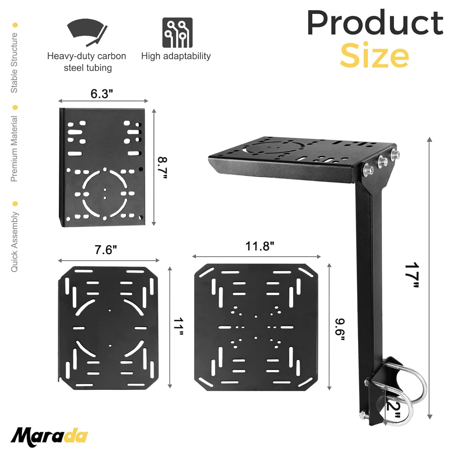 Marada Gear Shift Platform Fit for 50MM Round Tube Racing Simulation Cockpit Gearshift Mount Including 3 Platforms