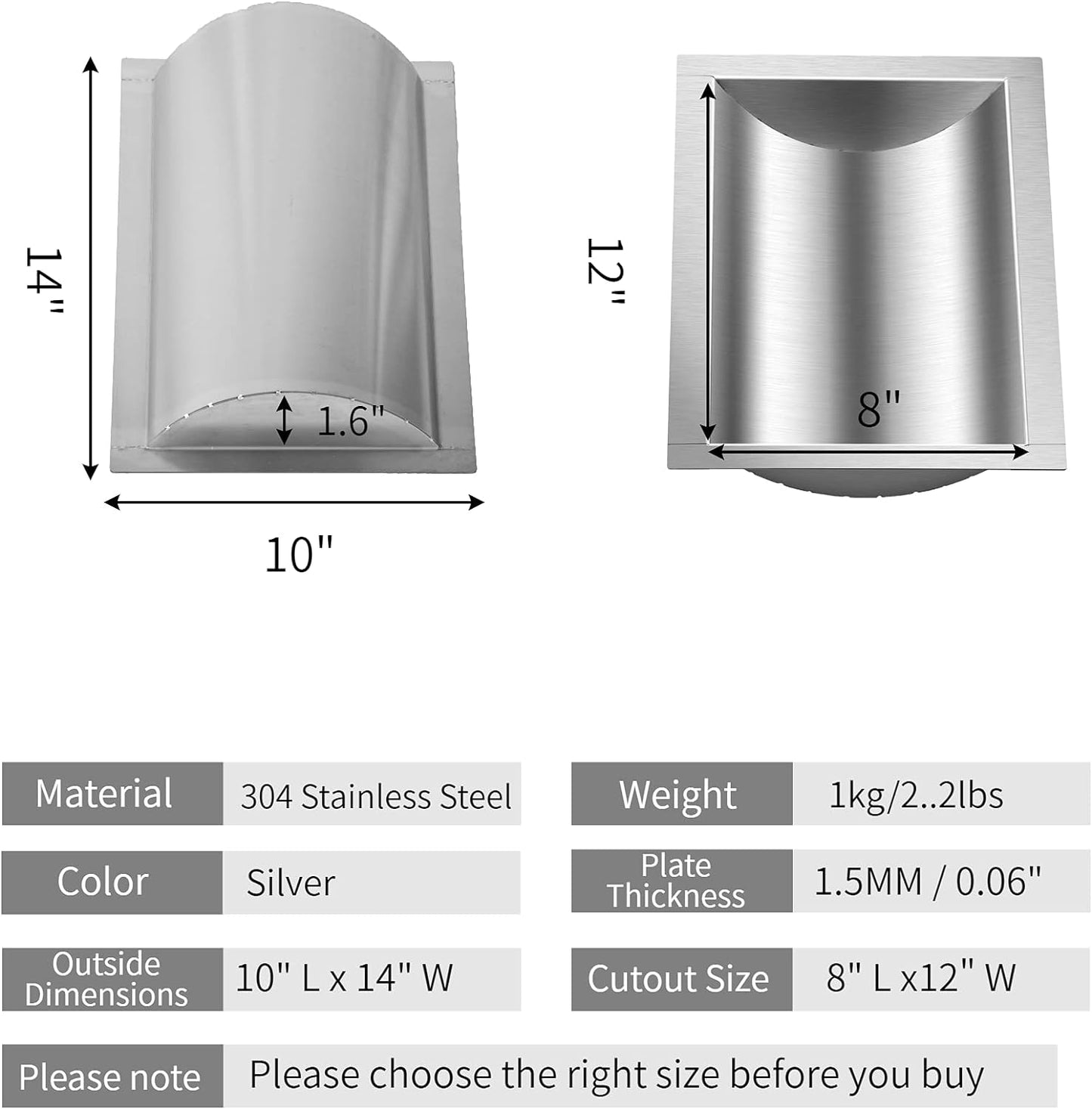 Marada 10 L x 14 W x1.6 H Cash Register Tray All Brushed 304 Stainless Steel Window Tray High Standard Drop-in Deal Tray