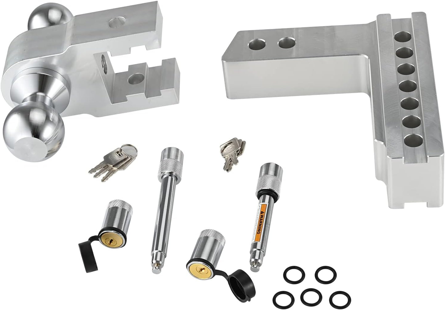 Marada Adjustable Trailer Hitch, 6-Inch Drop/Rise Hitch, Fits for 2" Receiver, Aluminum Tow Hitch, 2 and 2-5/16" Alloy Steel Chrome Plated Tow Balls| 12,500LBS GTW with 2 Stainless Steel Locks