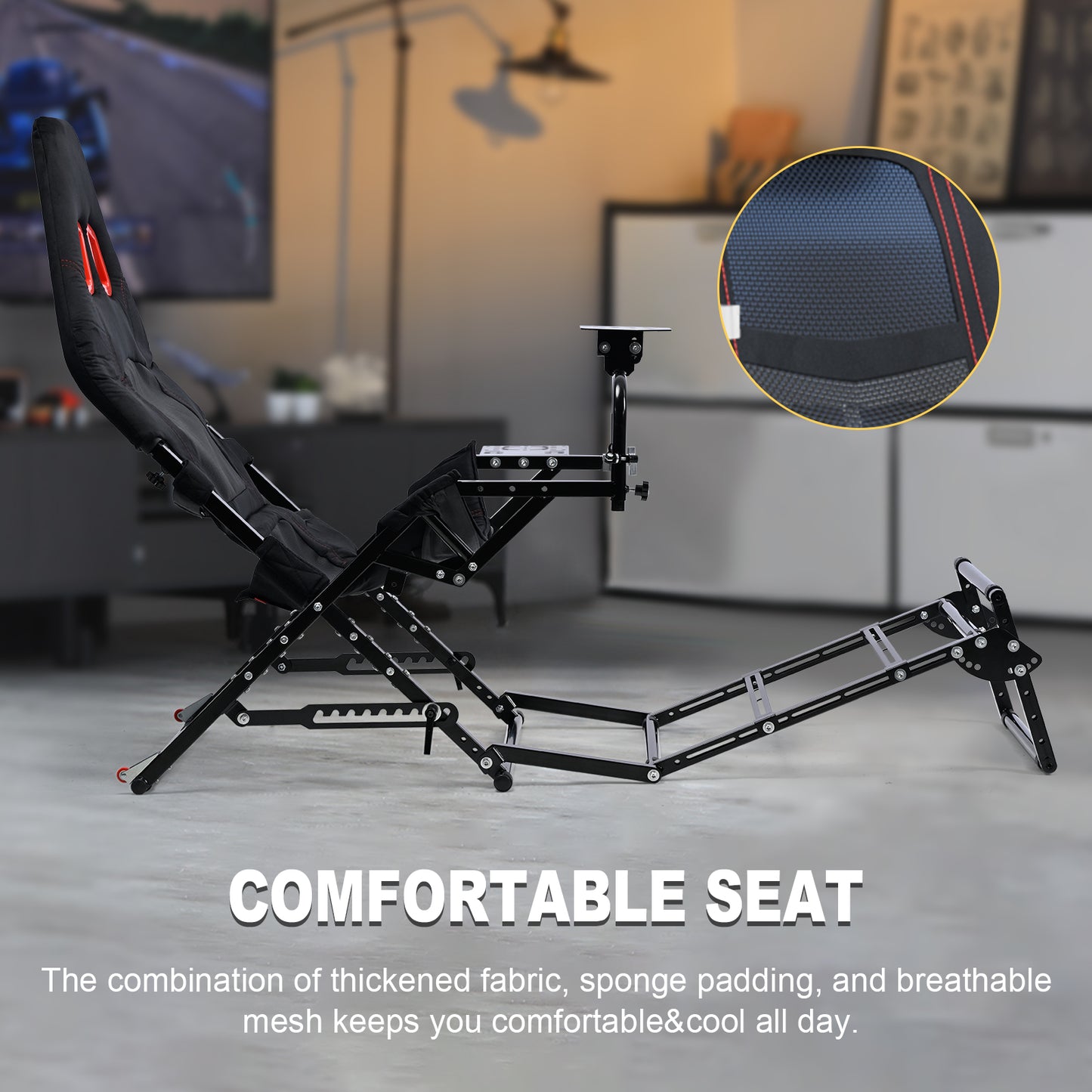 Marada Racing Sim Rig Cockpit with Seat for Logitech G29 G920 G923 | X-Type Stable Frame Structure | Wheel & Pedals Not Included