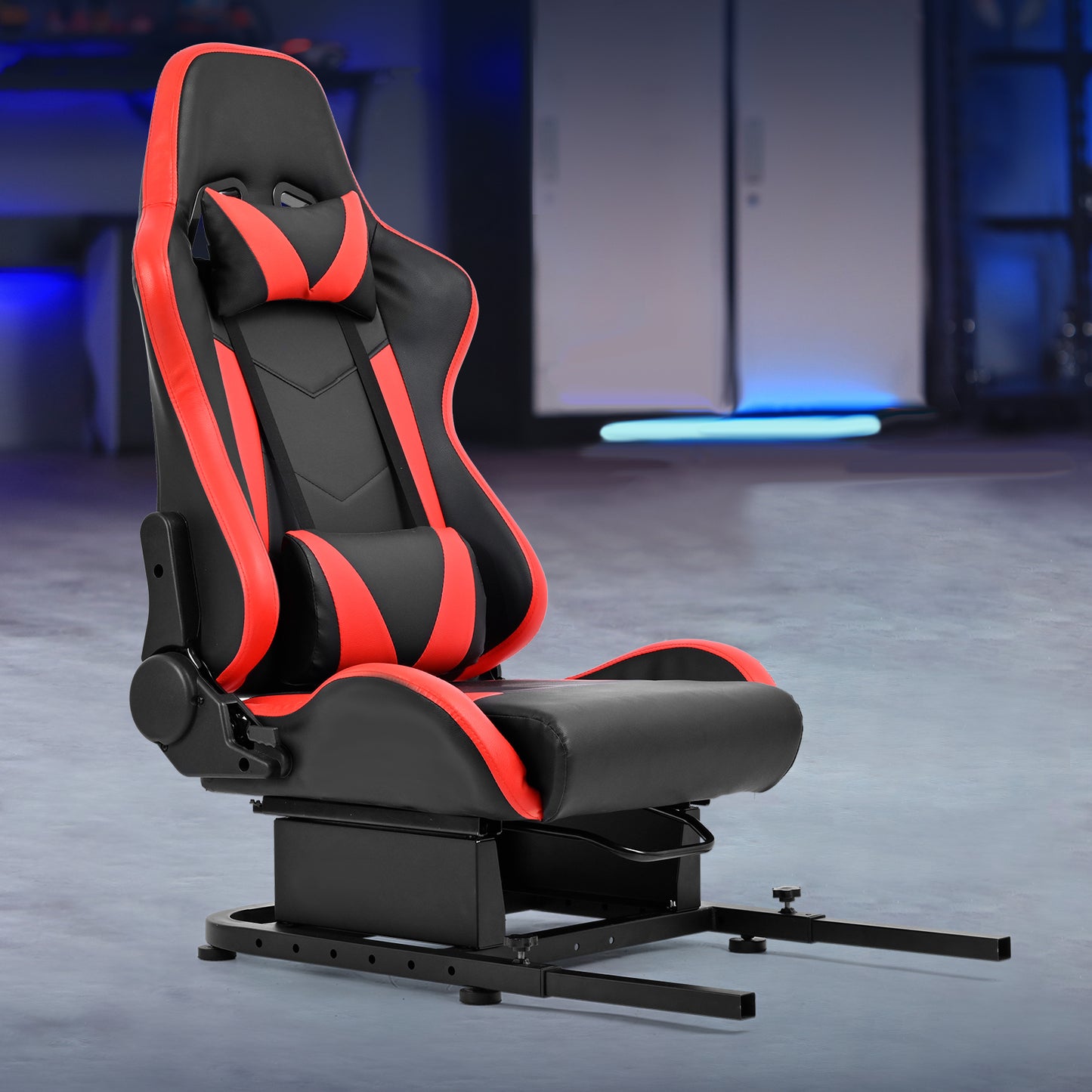 Marada Rear Seat Frame with Bolts and Red Seat Compatible Stand Suitable for Dardoo, Supllueer, Anman Sim Gaming Stand Adjustable & Portable Real Driving & Flying Simulation Split Rear Seat Cockpit