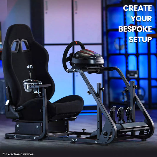 Marada Racing Cockpit Frame Compatible with G25 G27 G29 G920 Height Adjustable Racing Wheel Stand Wheel and Pedals Not Included(with Seat)