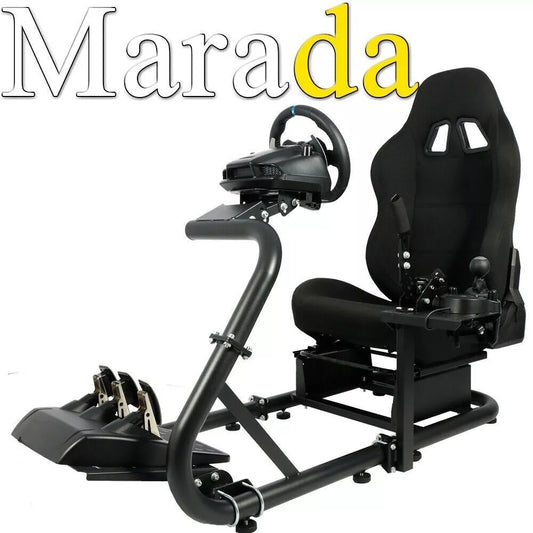 Marada Simulator Racing Wheel Stand (Cockpit 56) Adjustable Fit for |Logitech G25 G27 G29 G920 |Thrustmaster T80 T150 | Fanatec with Black Racing Seat Wheel, Pedals,and Shifter Not Include