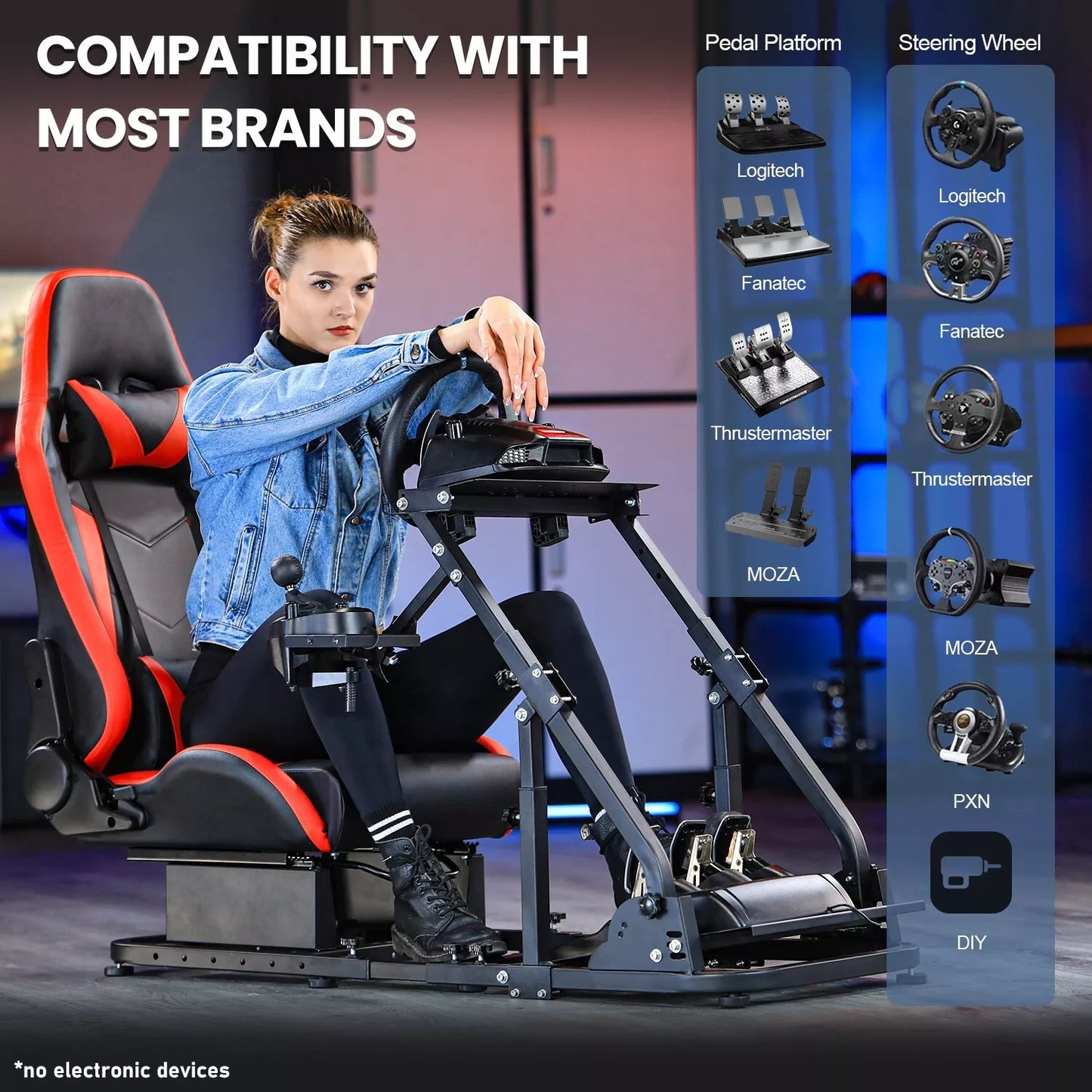 Marada Racing Sim Cockpit Stand with Red Seat Fit Logitech G29 G920 G923 GPRO