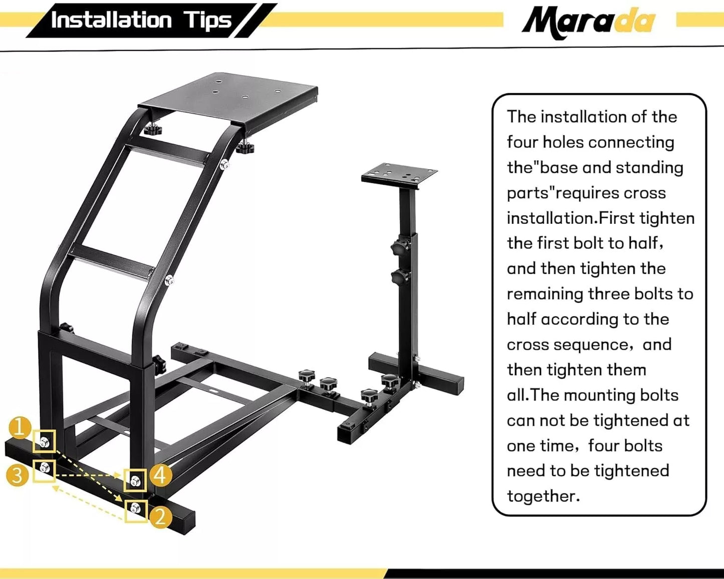 Marada Racing Wheel Stand with V2 Support Game Support Stand Up Simulation Driving Bracket for Logitech G29, G27 and G25 Racing Simulator Steering Wheel Stand Without Wheel and Pedals