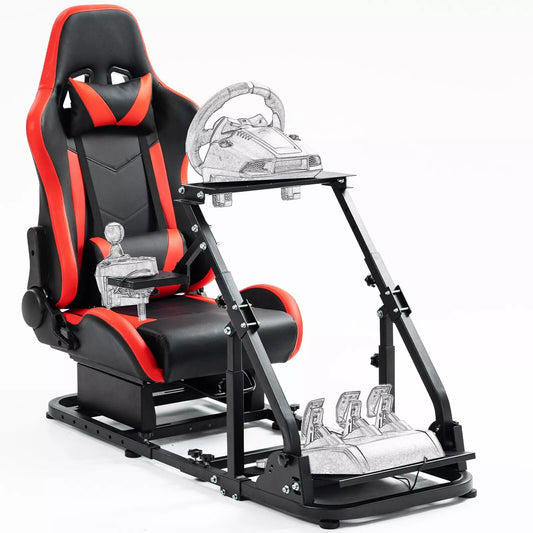 Marada Racing Sim Cockpit Stand with Red Seat Fit Logitech G29 G920 G923 GPRO