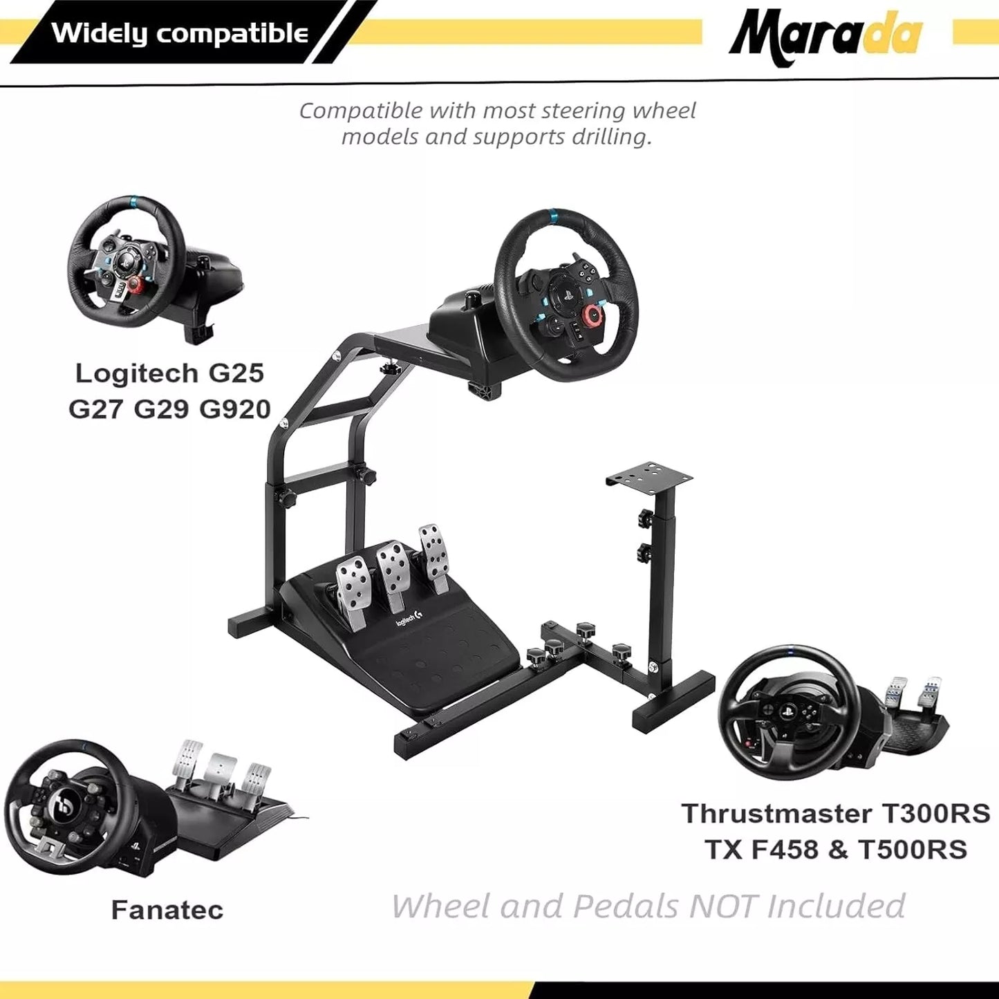 Marada Racing Wheel Stand with V2 Support Game Support Stand Up Simulation Driving Bracket for Logitech G29, G27 and G25 Racing Simulator Steering Wheel Stand Without Wheel and Pedals