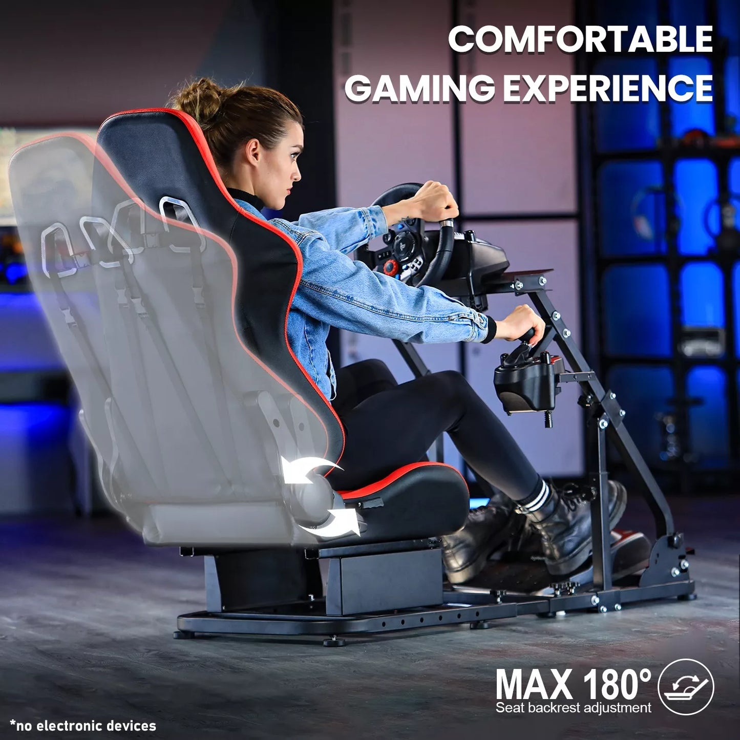Marada Racing Sim Cockpit Stand with Red Seat Fit Logitech G29 G920 G923 GPRO