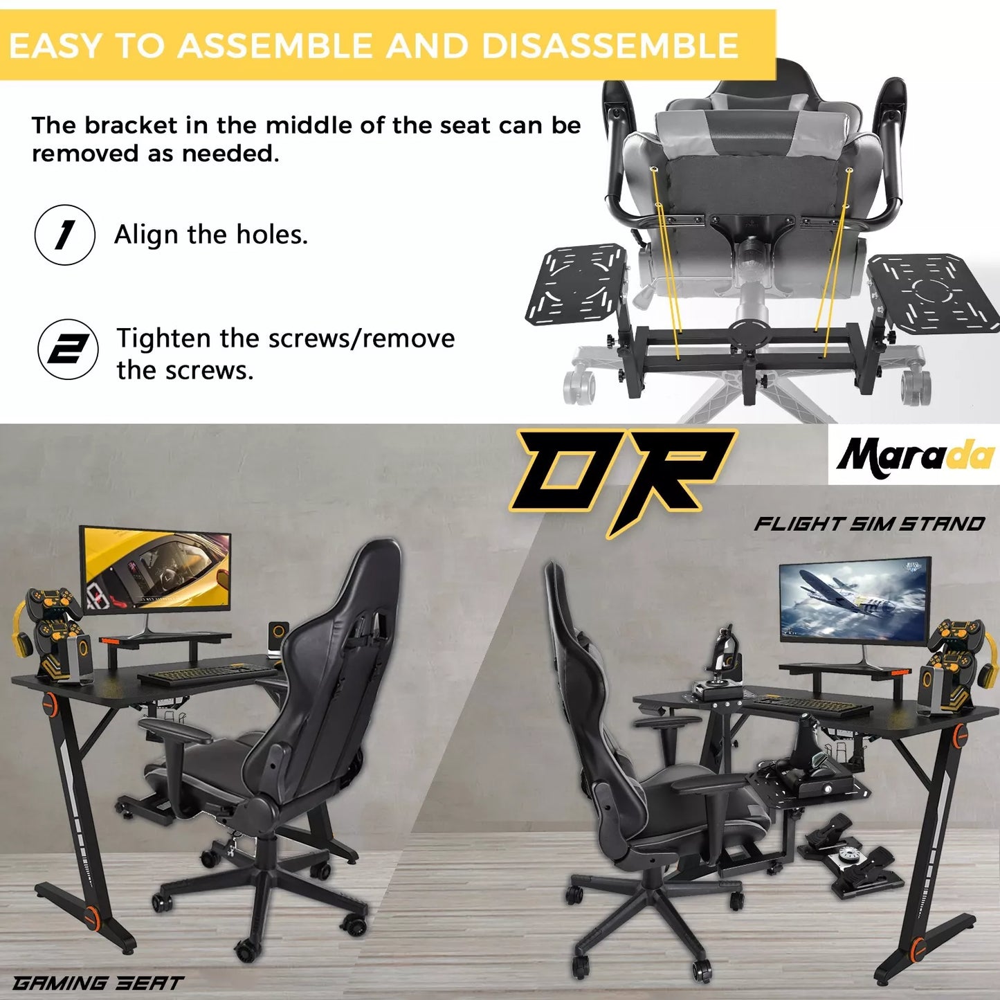 Marada Flight Simulator Gaming Seat with Pedal Mount for Logitech Thrustmaster