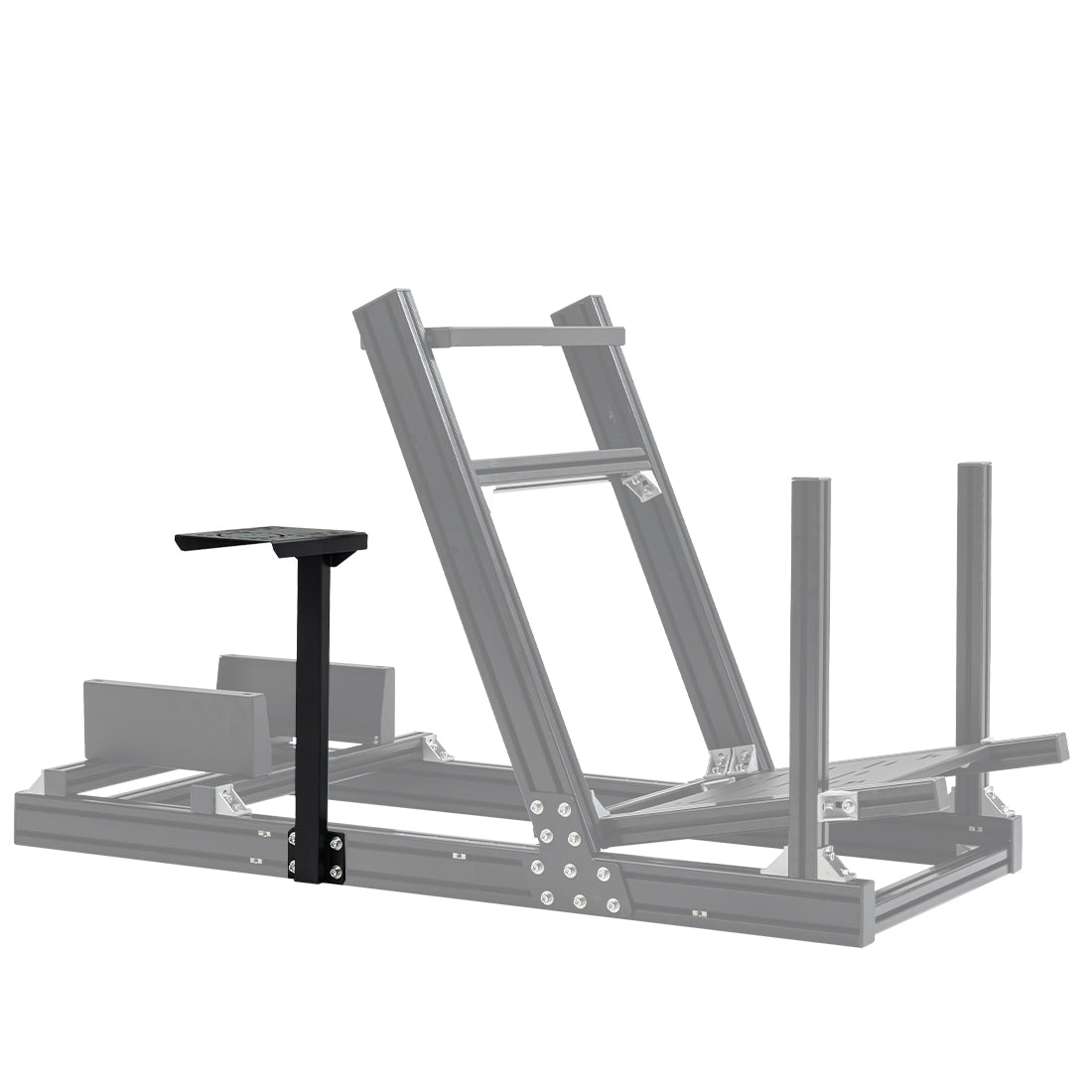 Adjustable gearshift platform accessory for the 4080 Aluminum Alloy Racing Simulator Cockpit features a handbrake gearshift lever bracket with front-to-back and left-to-right sliding micro-adjustment