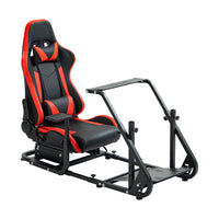 Marada Adjustable Racing Simulator Cockpit Frame with Gear Shifter Mount fit for Logitech G25 G27 G29 G920 with Red Seat