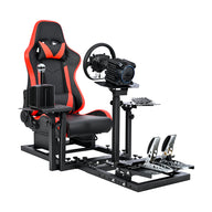 Marada Universal Flight Simulation Cockpit with Red Seat & Racing Wheel Stand Adjustable Compatible with Thrustmaster HOTAS Warthog,Logitech G29 G920 Wheels,Pedals,Throttle,Joystick Not Included