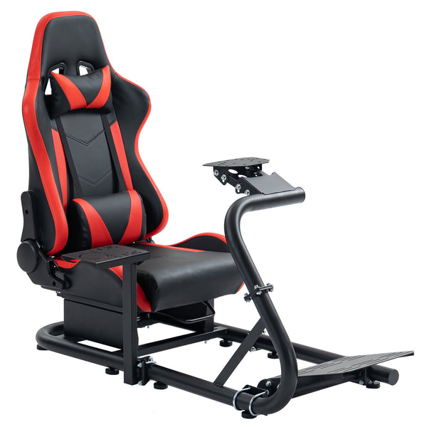 Marada Simulator Racing Wheel Stand (Cockpit 56) Adjustable Fit for |Logitech G25 G27 G29 G920 |Thrustmaster T80 T150 | Fanatec with Red Racing Seat Wheel, Pedals,and Shifter Not Include