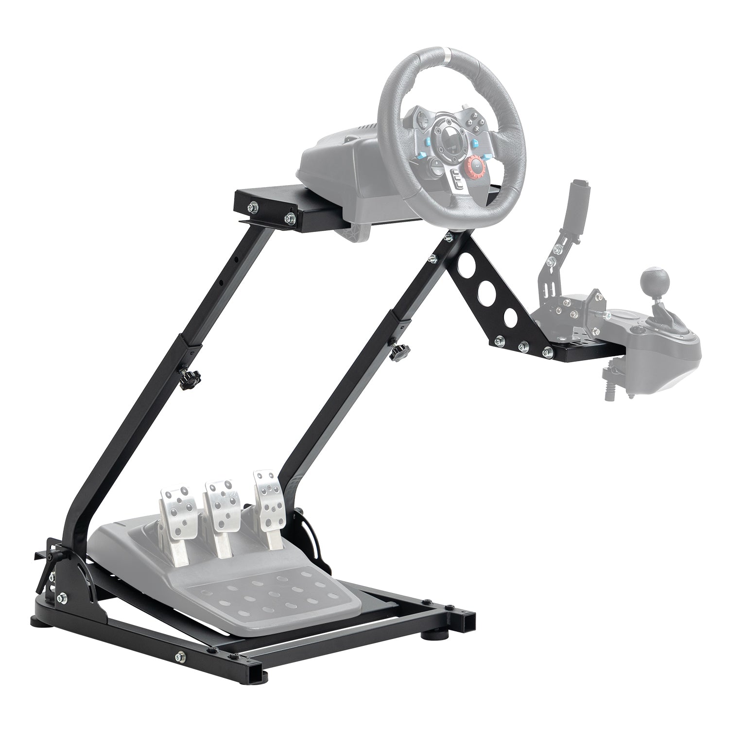 Marada Racing Wheel Stand Height Adjustable with UPGRADE SHIFT LEVER for Logitech G25, G27, G29, G920, G923, Thrustmaster TMX, T80, Gaming Steering Simulator Cockpit Wheel and Pedals Not Included