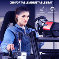 Marada 4080 Aluminum F1 Racing Cockpit Stand with Black Seat – Full Adjustable Simulator Frame Compatible with Logitech/Thrustmaster/Fanatec (Wheel/Pedals/Shifter Not Included)