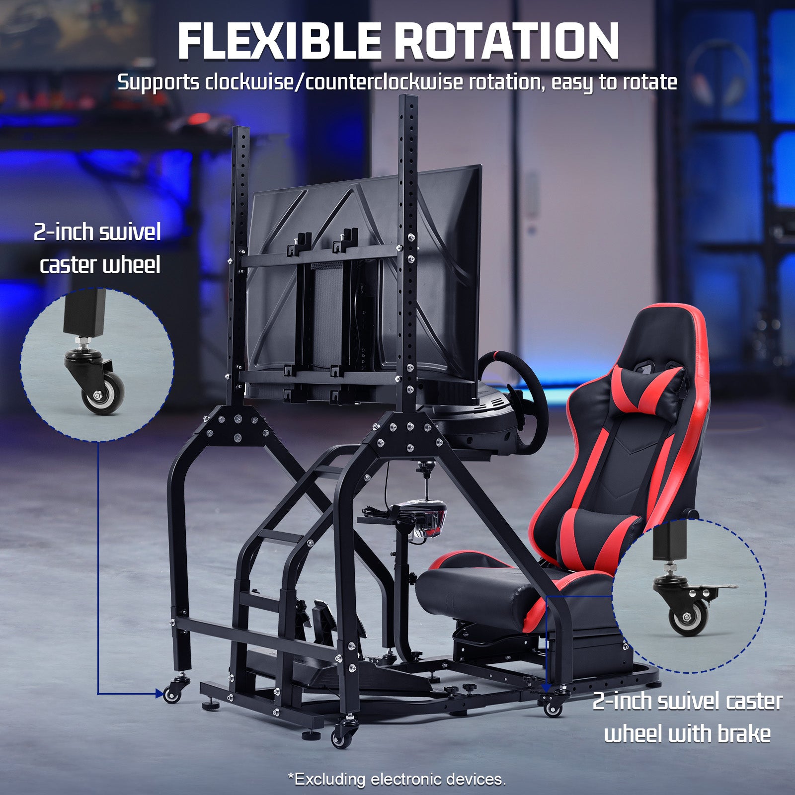 Marada G29 Racing Simulator Cockpit Adjustable Red Seat Movable Monitor Stand Compatible with Logitech Thrustmaster Series