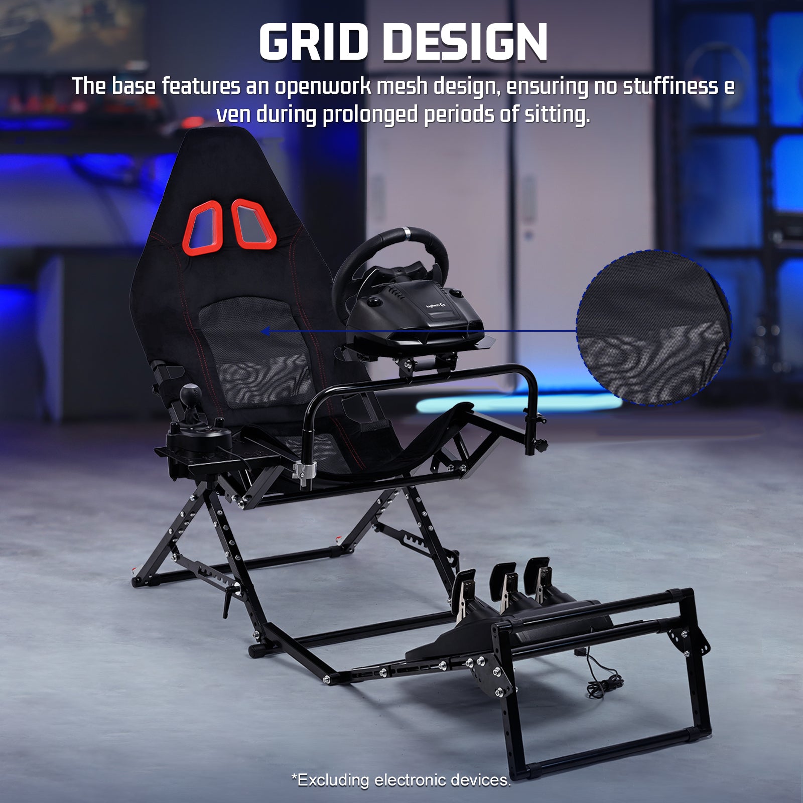 Marada Racing Sim Rig Cockpit with Seat for Logitech G29 G920 G923 | X-Type Stable Frame Structure | Wheel & Pedals Not Included