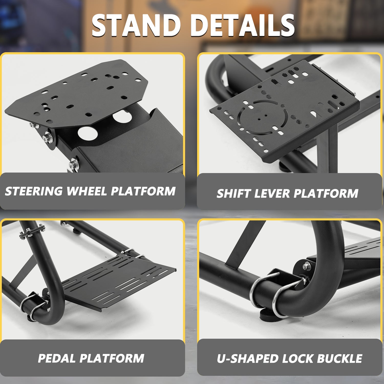 Marada Pro Racing Simulator Cockpit Stand Adjustable Fit for Logitech G25 G27 G29 G920