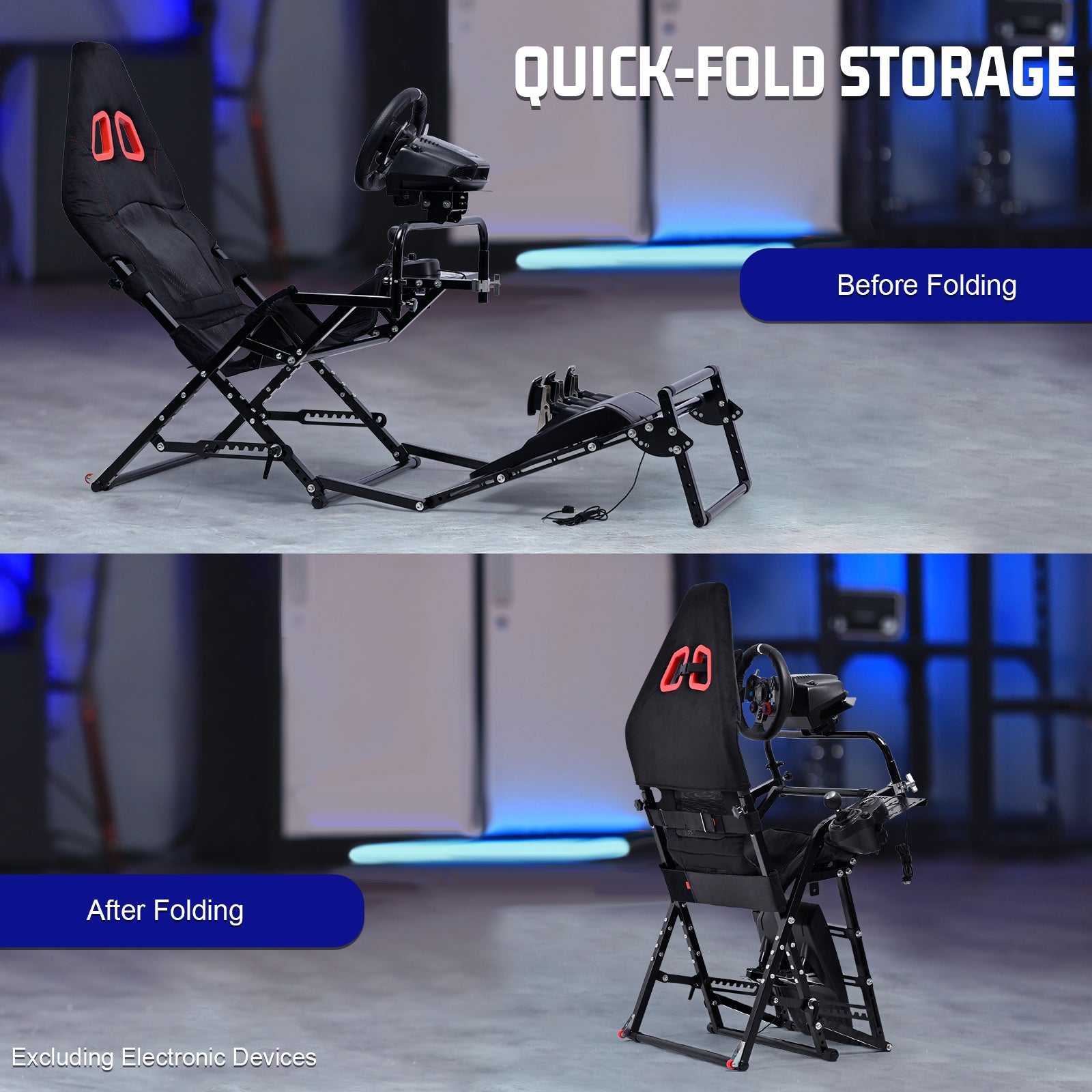 Marada Racing Sim Rig Cockpit with Seat for Logitech G29 G920 G923 | X-Type Stable Frame Structure | Wheel & Pedals Not Included