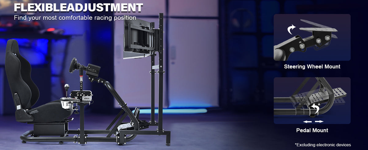 Marada Sim Rig Marada Racing Simulator Cockpit with Black Seat & Triple Monitor Stand