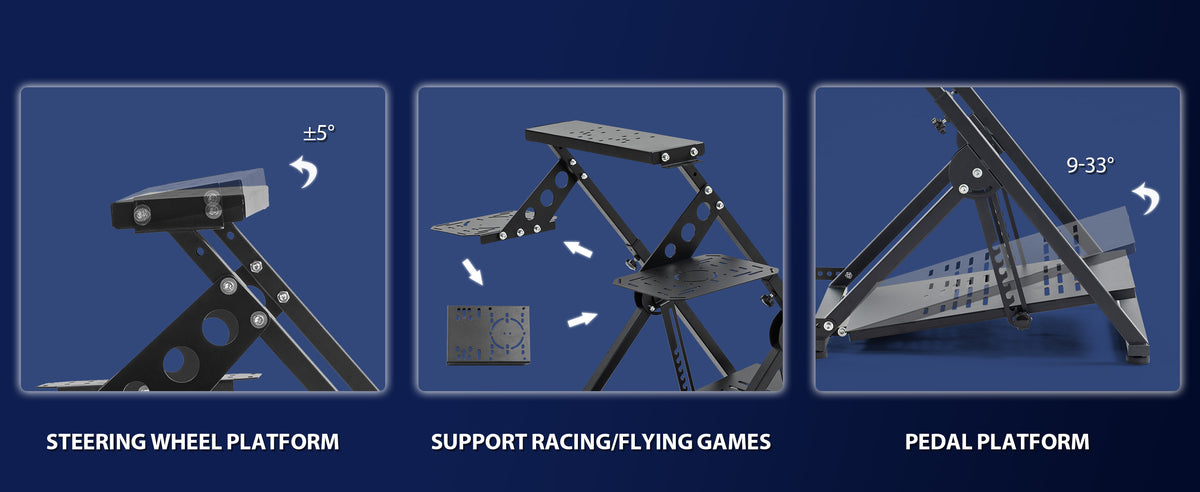 Marada Foldable Racing Sim Marada Foldable Racing Wheel Stand Flight Sim Cockpit Compatible with