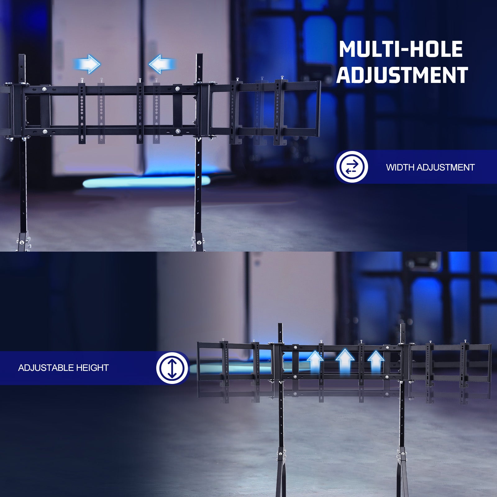 Marada Adjustable Racing Sim Cockpit with Triple Monitor Stand & Black Ergonomic Seat Fits Logitech/Thrustmaster No Electronics