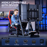 Marada Sim Racing Cockpit 4080 Aluminum Frame with Seat and Monitor Mount Compatible with Major Wheel Brands