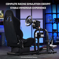 Marada Racing Cockpit Frame with Black Seat Upgrade Stable Racing Wheel Stand Adjustable Fit for Logitech G25 G27 G29 G920 Thrustmaster T80 T150 Wheel, Pedals,and Shifter Not Include