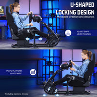 Marada Racing Wheel Stand (Cockpit 54) Adjustable Fit for |Logitech G25 G27 G29 G920 |Thrustmaster T80 T150 | Fanatec with Black Racing Seat Wheel, Pedals,and Shifter Not Include