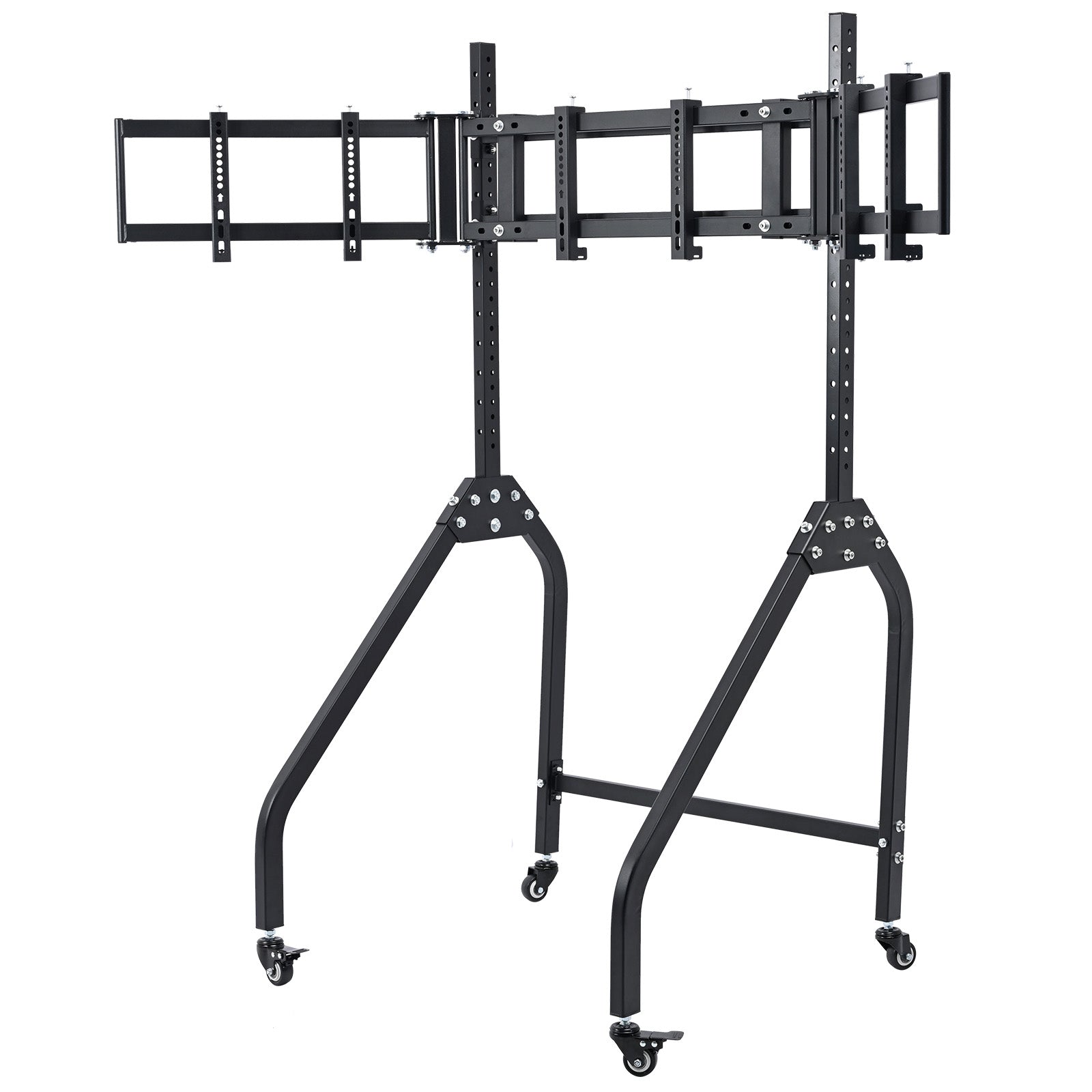 Marada Ergonomic Triple Monitor Stand with Brake Casters: Height, Tilt & Spacing Adjustment for 27 to 32 inch Screens, Applicable to all Game Stands in Our Store