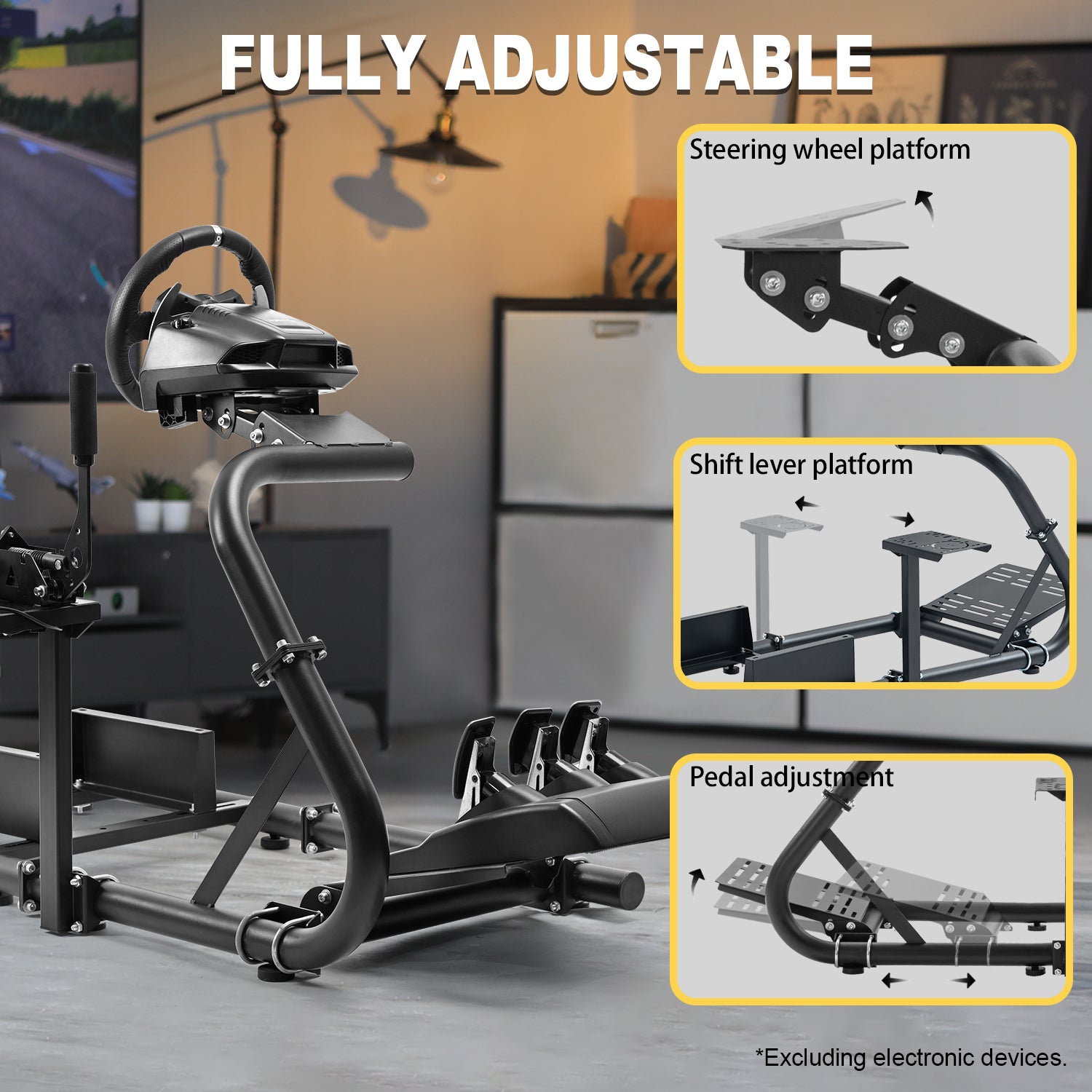 Marada Pro Racing Simulator Cockpit Stand Adjustable Fit for Logitech G25 G27 G29 G920