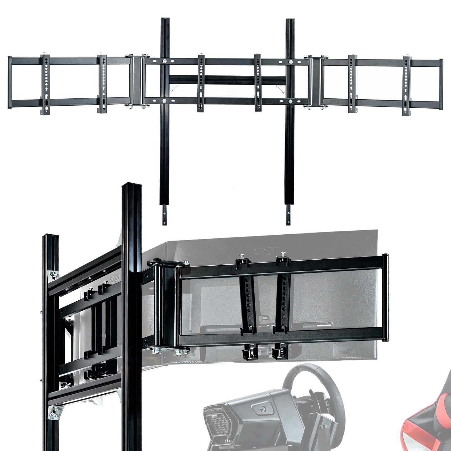 Marada 4040T-type Aluminum Triple Monitor Mount For Aluminum Alloy Racing Simulator Cockpit