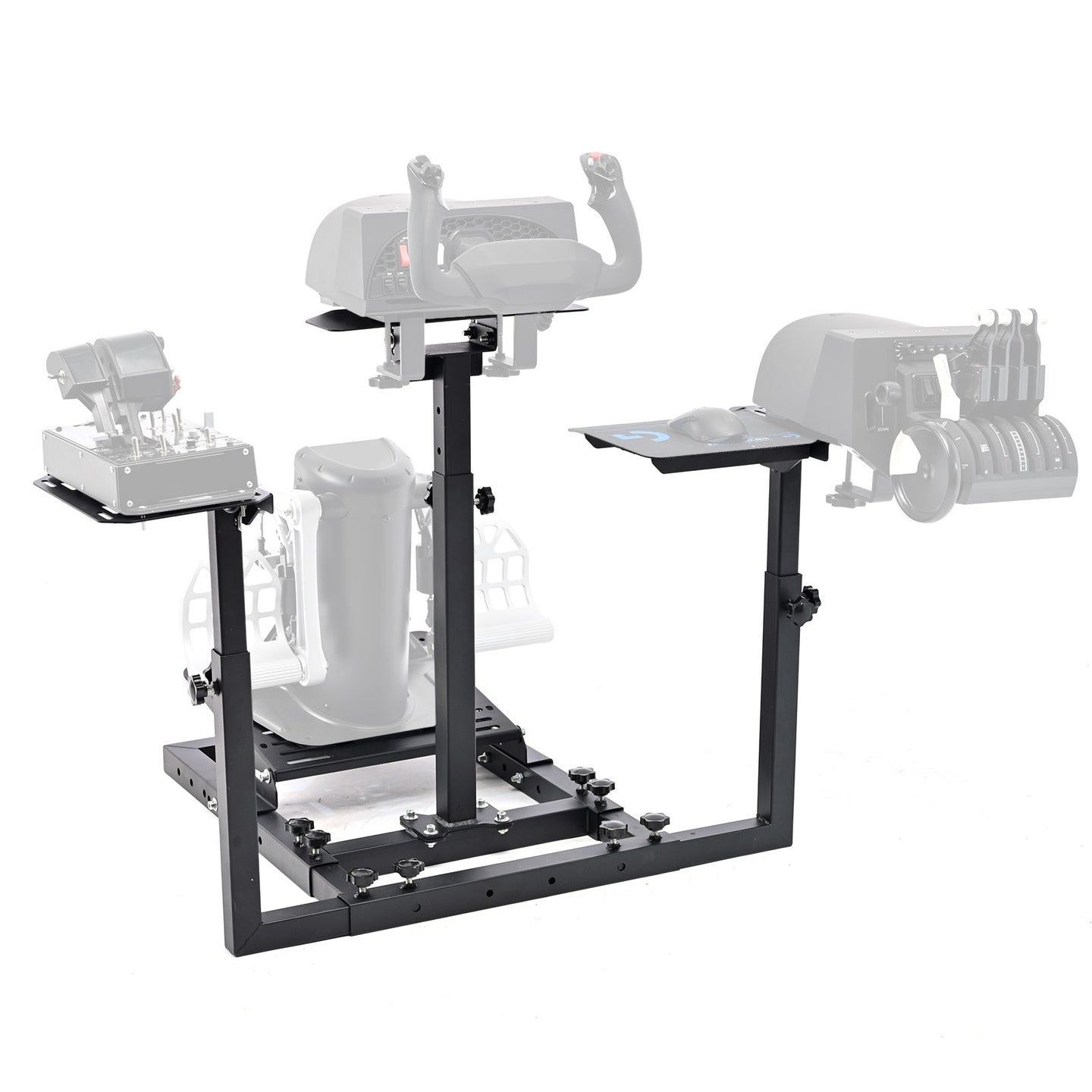 Marada Flight Racing Sim Cockpit Dual Mounting Platform Compatible with Logitech, PXN, Thrustmaster HOTAS Warthog, G29, G920, G923, X52 Adjustable Stand Wheel, Pedal, Throttle, Joystick Not Included