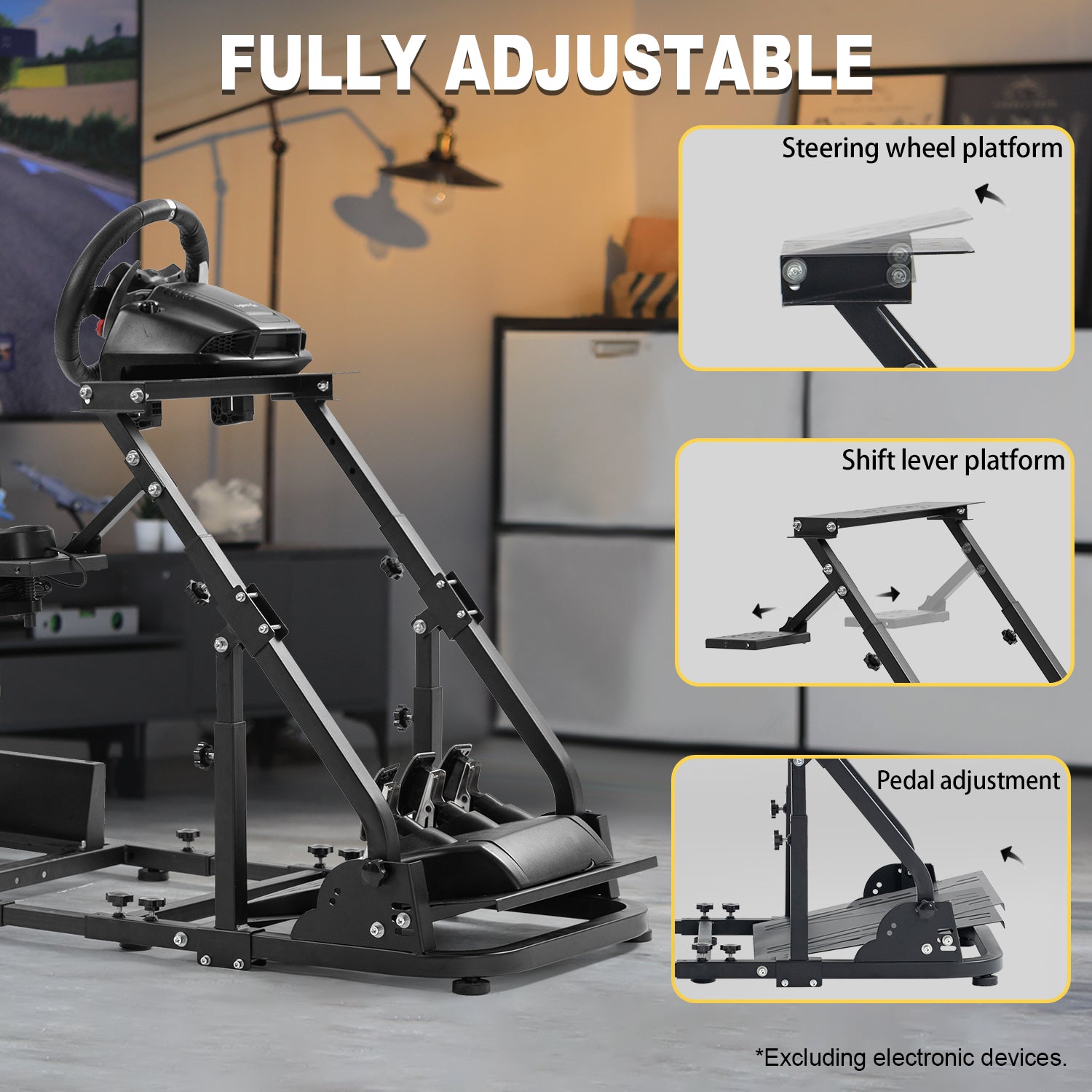 Marada Stable Racing Simulator Cockpit Stand Fit for Logitech G27 G29 G923 G920 Thrustmaster T80