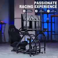 Marada Racing Sim Cockpit with Black Seat & Single Monitor Mount works with Logitech Thrustmaster electronics not included