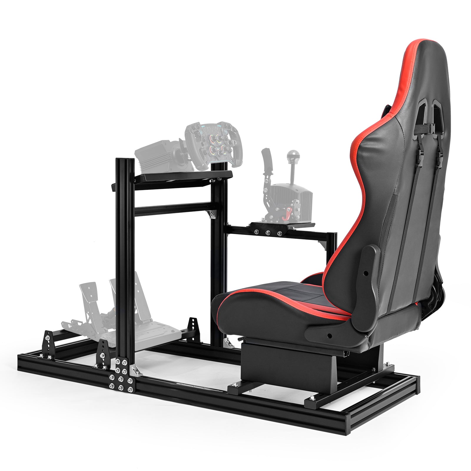 Marada Adjustable 3060 Aluminum Racing Sim Cockpit with Red Seat Compatible with Logitech G920