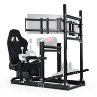 Marada 4080 Aluminum Simulator Cockpit,Adjustable Black Seat, Triple Monitor Mount, Compatible with Major Steering Wheels