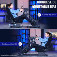 Marada Flight Sim Cockpit with Black Seat and Racing Wheel Stand for Driving and Flight Simulator Fit for HOTAS Warthog, Thrustmaster,Logitech Adjustable |Throttle,Joystick,Keyboard not Included|