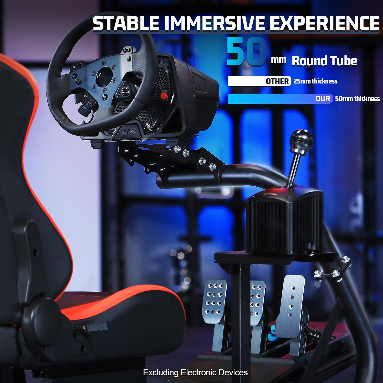 Marada Racing Sim Cockpit with Red Seat Fit Logitech G29 G27 Thrustmaster T300RS