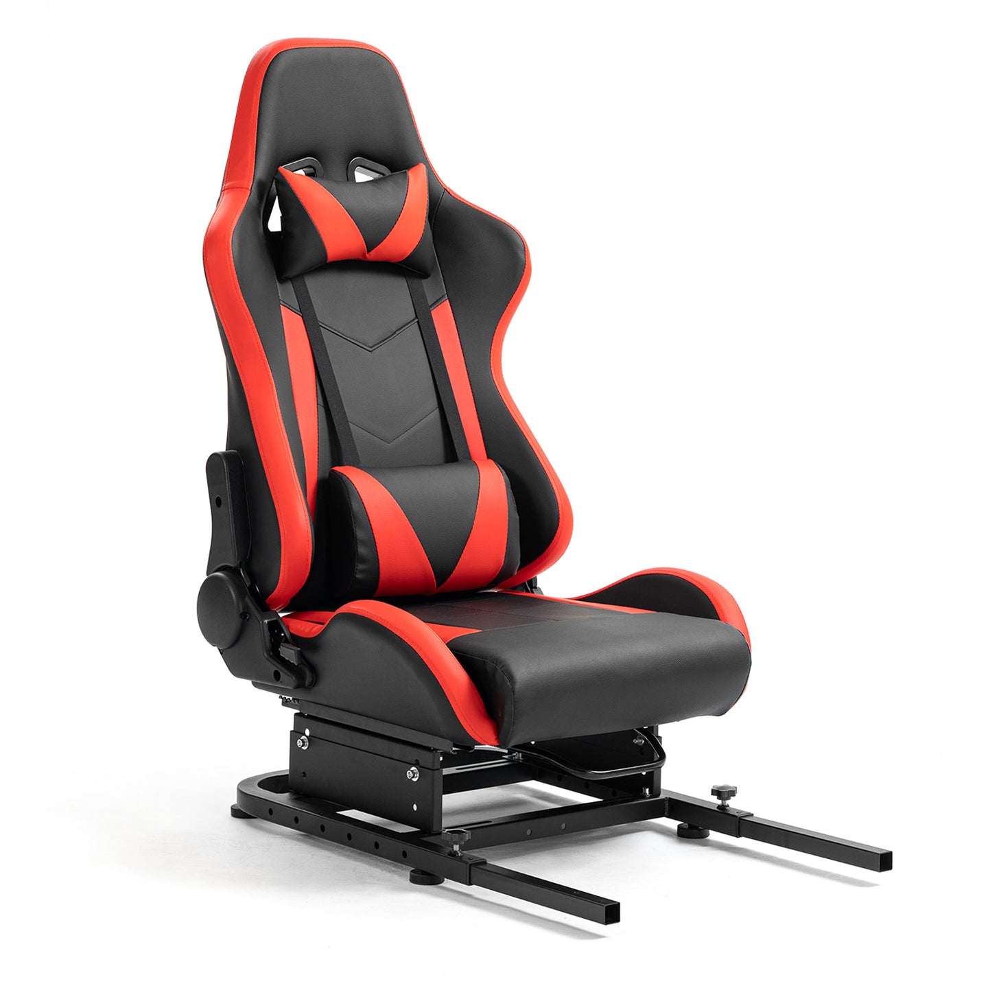 Marada Adjustable Racing Simulator Cockpit Rear Seat Frame - Expandable Design with DIY Support & Included Ergonomic Red Racing Seat