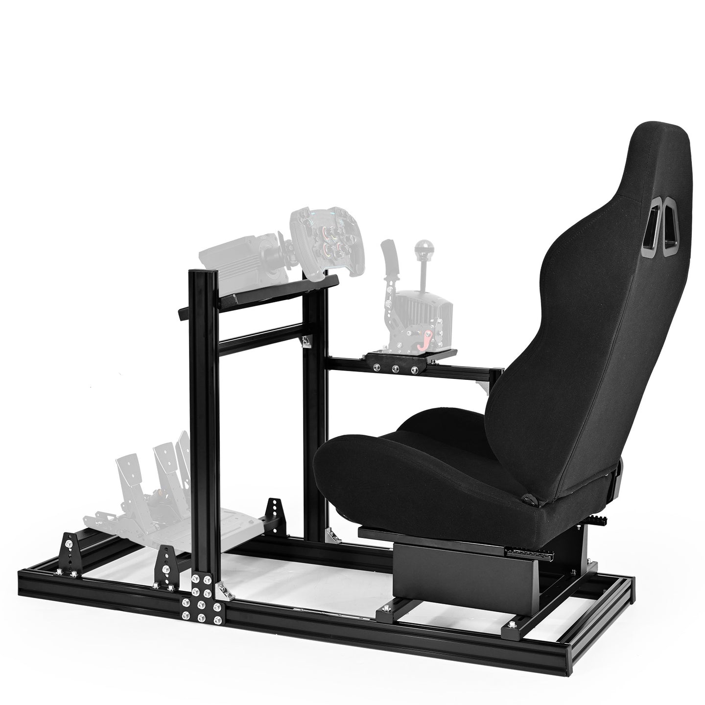 Marada Racing Sim Cockpit 3060 Aluminum Racing Stand with Black Seat Compatible with Logitech
