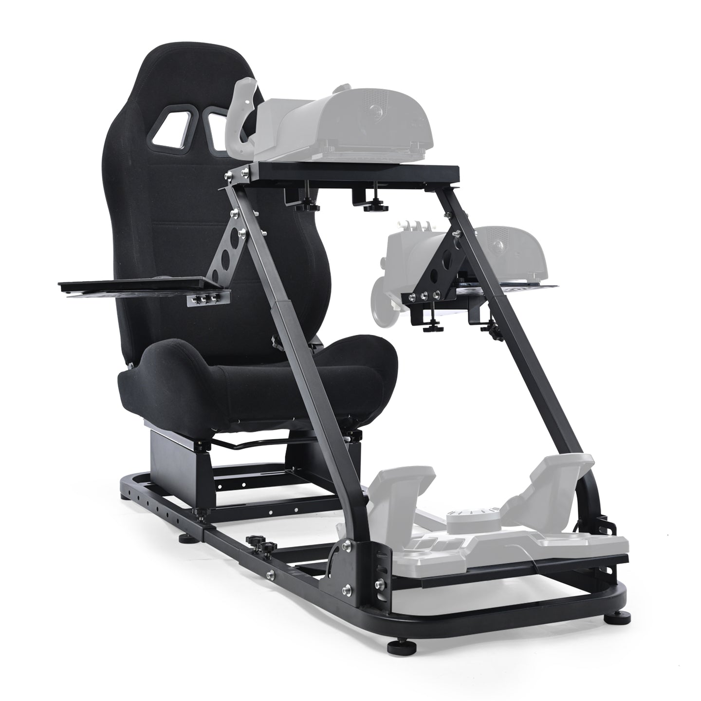 Marada Flight Sim Cockpit with Black Seat and Racing Wheel Stand for Driving and Flight Simulator Fit for HOTAS Warthog, Thrustmaster,Logitech Adjustable |Throttle,Joystick,Keyboard not Included|