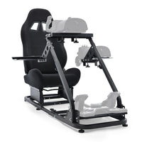 Marada Flight Sim Cockpit with Black Seat and Racing Wheel Stand for Driving and Flight Simulator Fit for HOTAS Warthog, Thrustmaster,Logitech Adjustable |Throttle,Joystick,Keyboard not Included|