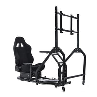 Marada Racing Sim Cockpit with Black Seat & Single Monitor Mount works with Logitech Thrustmaster electronics not included