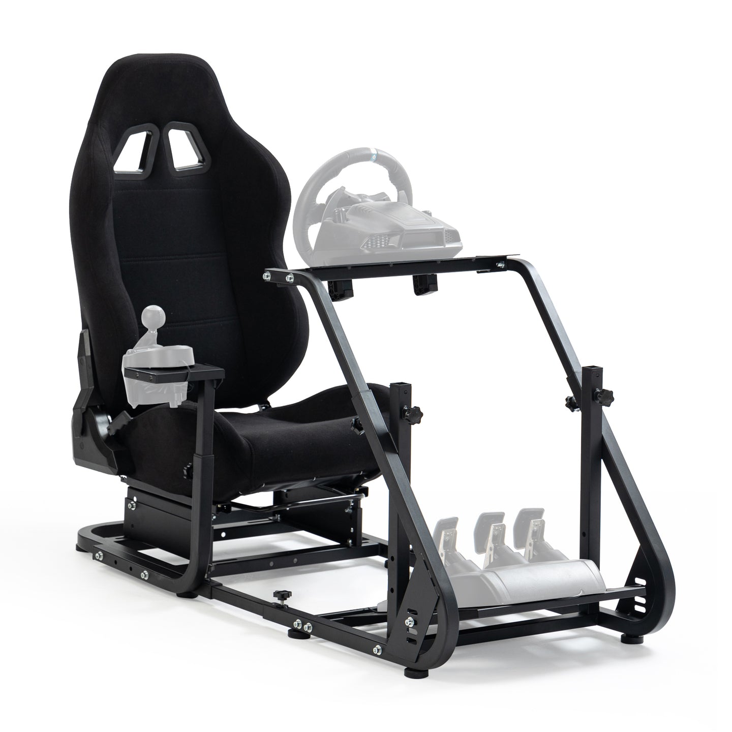 Marada Racing Cockpit Frame Compatible with G25 G27 G29 G920 Height Adjustable Racing Wheel Stand Wheel and Pedals Not Included（with Seat）