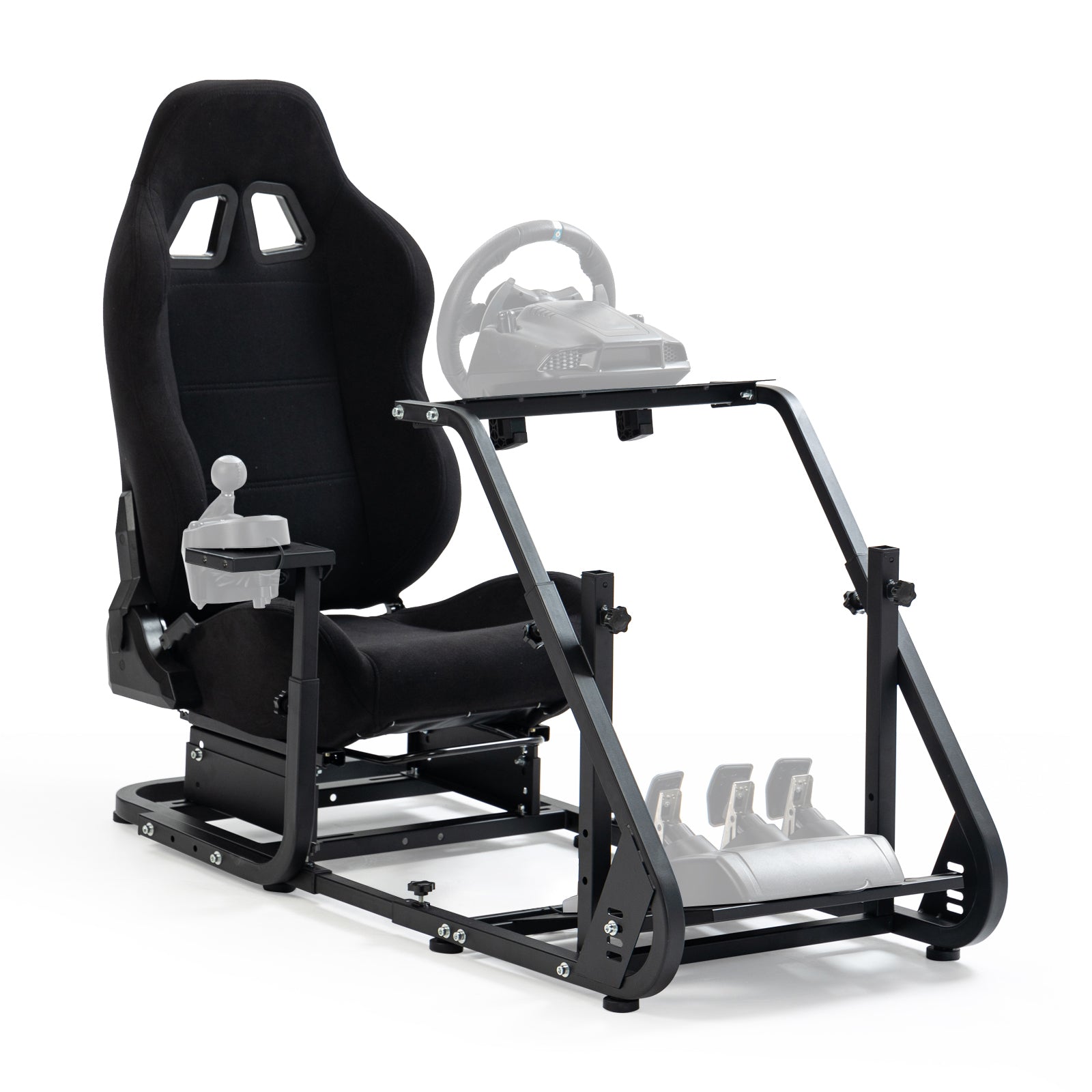 Marada Racing Cockpit Frame Compatible with G25 G27 G29 G920 Height Adjustable Racing Wheel Stand Wheel and Pedals Not Included（with Seat）