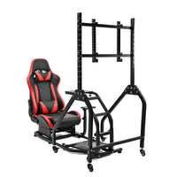 Marada G29 Racing Simulator Cockpit Adjustable Red Seat Movable Monitor Stand Compatible with Logitech Thrustmaster Series