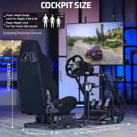 Marada Racing Cockpit Frame with TV Stand, Gear Mount, Black Seat Compatible with G923, G920, T500, FANTEC，T3PA, TGT Height Adjustable Wheel and Pedals Not Included Racing Cockpit Full Kit